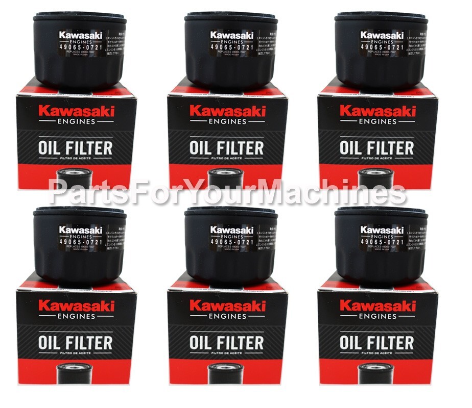(6) OIL FILTERS OEM KAWASAKI 49065-0721 aka 49065-7007, AM119567, MADE IN USA