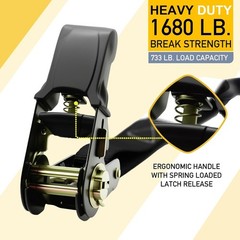Rhino USA Retractable Ratchet Straps (4-Pack) – 1 Inch x 15 Feet (1,650lb Break