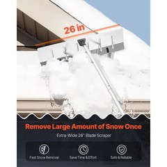Uimoso 7.5-20 ft Snow Roof Rake with Wheels, 26 in Aluminum Blade, Lightweight