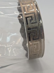Six Vtg Versace Style Wine Glass Goblet Silver Greek Key Design 6.75 In Art Deco