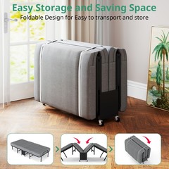 Portable Foldable Bed with Mattress Rollaway for Adults, 75” x 38″