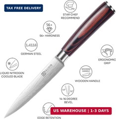 PAUDIN Utility Knife, 5 Inch Chef Knife, Ultra Sharp High Carbon Stainless Steel
