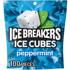 Ice Breakers Ice Cubes Peppermint Flavored Sugar Free Chewing Gum, Pouch 8.11 oz