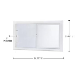32.25 In. X 24.25 In. White Left-Hand Double-Pane Insulated Glass Vinyl Sliding