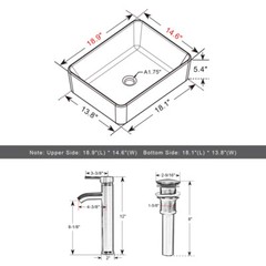Bathroom Ceramic Vessel Sink White Rectangle Faucet Bowl Pop Up Drain Top Combo