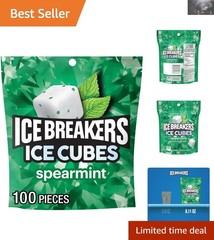 8.11 oz Ice Cubes Spearmint Chewing Gum – 100 Sugar-Free Cubes for Fresh Breath
