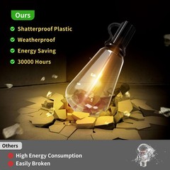 Solar String Lights 100FT, ST38 Shatterproof Bulbs Waterproof for Patio Garden