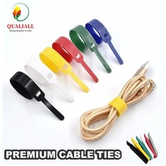 QUALIALL 150-PACK Premium Reusable Cable Ties, Strong Adhesion Nylon 6 Colors