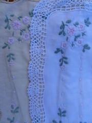Vintage Handmade Crochet Lace Flower Emb 100%Cotton Tissue Box Cover White/Ivory
