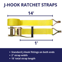 (6) New 2″ x 15′ 5000 lb Ratchet Straps J Hook Heavy Duty Tie Downs