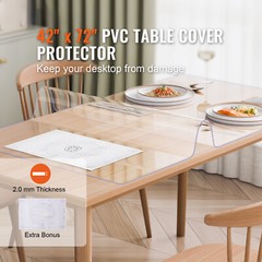 VEVOR PVC Table Protector 42×72 Inch Clear Plastic Desk Protector 2.0mm Thick
