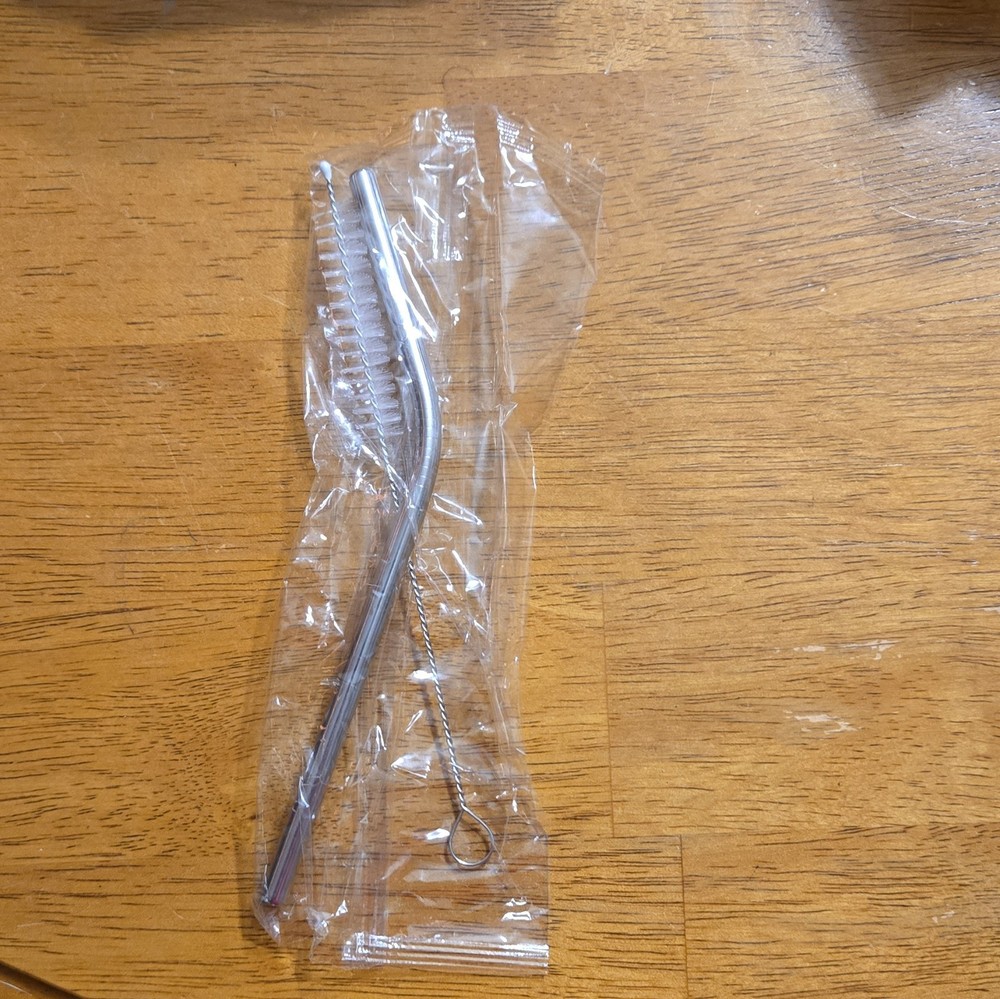 Metal straw and Bottle Brush Cleaning Tool, Silver, Reusable, Less Than 10 in