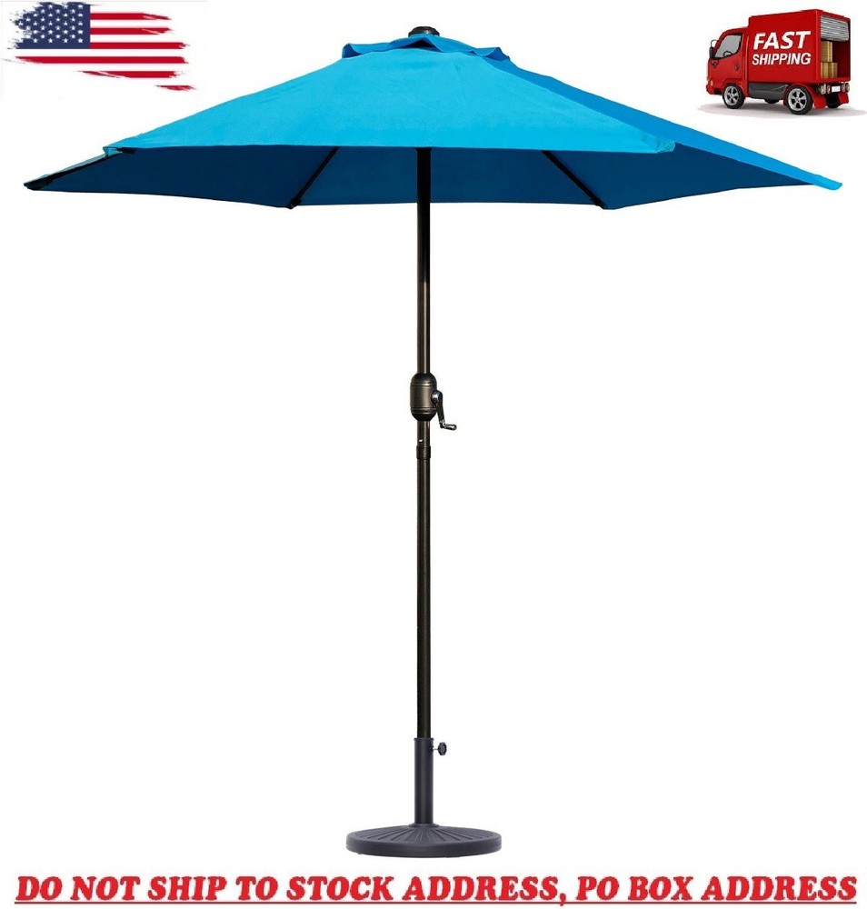 7.5 ft Outdoor Market Patio Umbrella with Crank, 6 Ribs, Sky Blue