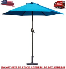7.5 ft Outdoor Market Patio Umbrella with Crank, 6 Ribs, Sky Blue