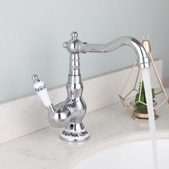 Polished Chrome Swivel Bathroom Faucet Single Handle Sink Vanity Mixer Taps