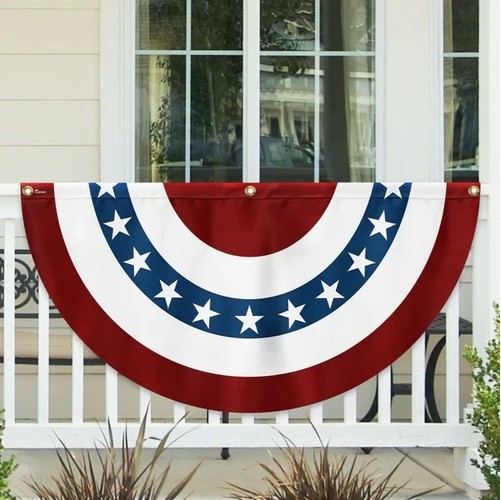 USA Pleated Fan Flag 1.5×3 Feet American US Bunting Flags Half Fan Banner 18×36