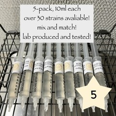 Mushroom liquid culture syringe 5-pack, mix&match