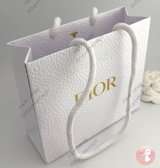 Dior Small Classic White Textured Paper Gift Bag New SMALL 5 x 5.75 x 2