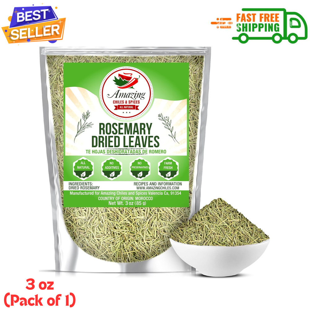 Dried Rosemary Leaves, Premium All Natural Herbs and Spices for Meat, 3 Oz …