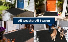 Black Heavy Duty Commercial Entrance Mat Non Slip Beveled Edge Wheelchair Rug