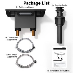 4-Inch Matte Black Dual-Handle Vessel Sink Faucet with Shelf