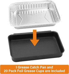 Drip Pan for Weber, 93305 Catch Pan with 20-Pack 6415 Foil Grease Tray Liners, f