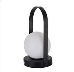 Alsy 9.8 In. Black Contemporary Rechargeable 3 Integrated LED Globe Lamp Set Of