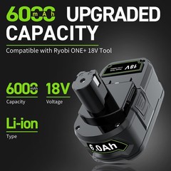 2PACK For RYOBI P108 18V 6.0Ah High Capacity Battery 18Volt Lithium-Ion Battery