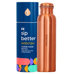 Wrixtan Plain Classic Copper Water Bottle – 34 oz | Pure Copper & Leak-Proof