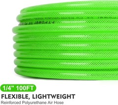 Air Compressor Hose 1/4 Inch x 100 Feet Reinforced Polyurethane PU Air Hose w…