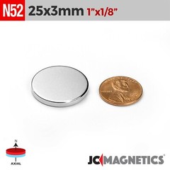 25mm x 3mm N52 Super Strong Round Disc Rare Earth Neodymium Magnet 25x3mm