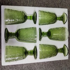 Green Drinking Glasses set of 6 Red Wine Goblets 10 OZ Colored Water Beverage…