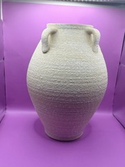 Ceramic Vase Rough Texture – Rustic Amphora Style Rustic with 4 Sashes 12.5 IN