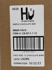 Hu GET BACK TO HUMAN Organic Dark Simple Chocolate 12 BARS Vegan Gluten Free