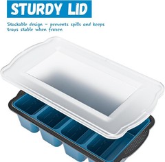 Silicone Freezer Tray With Lid, 8 Large 1 Cup Soup Freezer Molds, 2-Pack