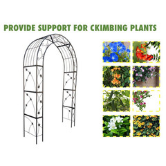 98.4 In. X 58 In. X 19 In. Black Outdoor Metal Garden Arbor Plant Climbing Trell