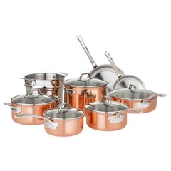 Viking 13 Piece Tri Ply Copper Cookware Set Pots Pans Kitchen Cooking Set