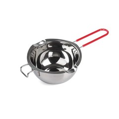 Stainless Steel Double Boiler Pot with Heat Resistant 480ML, Red handle