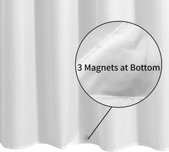White Fabric Shower Curtain Liner Waterproof Machine Washable 70×72 Magnets New