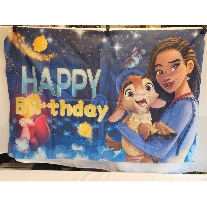 Disney Wish Happy Birthday Backdrop 58 in x 39 in