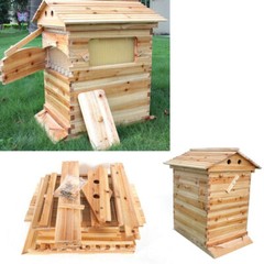 Wooden Beekeeping Beehive House Box + 7PCS Automatic Honey Bee Comb Hive Frame