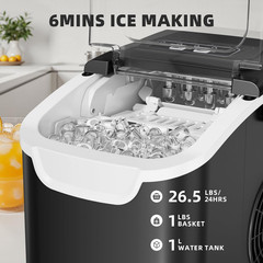 Antarctic Star Countertop Ice Maker Machine, 8 Cubes in 6 Mins, 26.5 Lbs/Day, Se