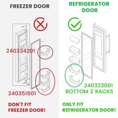 2-Pack 240323001 Door Bin Shelf White Lower ABS For Frigidaire Refrigerator