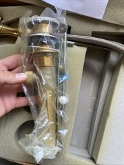 RH Restoration Hardware Bistro Lever Handle Wide Spread Faucet Aged Brass 057