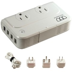220V to 110V Step Down Voltage Converter 2-Outlet 4 USB Travel Adapter Converter