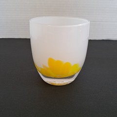 Nwt Glassybaby Buttercup 1830 Votive Holder White & Yellow No Box