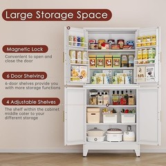 74.8″ H Metal Pantry Cabinet, Adjustable Shelves, Cupboard for Kitchen & Dining
