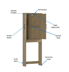 Ardent Over Toilet Storage Cabinet Euro Oak Bathroom Space Saver