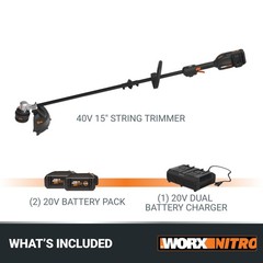 Worx Nitro WP195 40V PowerShare PRO 15” Cordless String Trimmer-OB