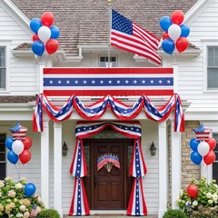 Mindsoft 11 Pcs 4th of July Door Decoration Set -1 Large 20 ft American Flag Bun
